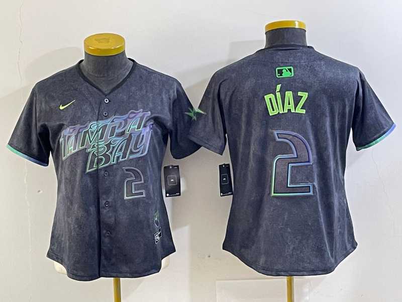 Women's Tampa Bay Rays #2 Yandy Diaz Charcoal 2024 City Connect Player Number Limited Cool Base Jersey,We sell and wholesale Women's Tampa Bay Rays #2 Yandy Diaz Charcoal 2024 City Connect Player Number Limited Cool Base Jersey on line form chian!